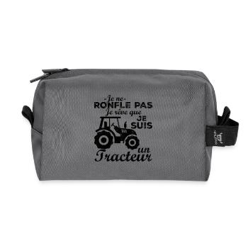 Je ne ronfle pas je rêve que je suis un tracteur - Trousse de toilette en tissu recyclé - anthracite - Devant