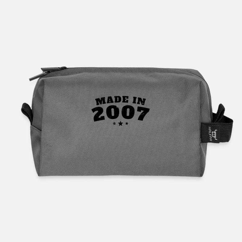 Made in 2007 18 Year Old Birthday Gift - Recycled Toiletry Zip Bag - anthracite