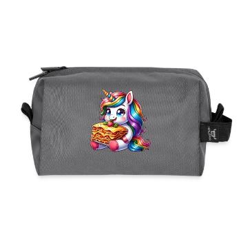 La licorne aime les lasagnes italiennes - Trousse de toilette en tissu recyclé - anthracite - Devant