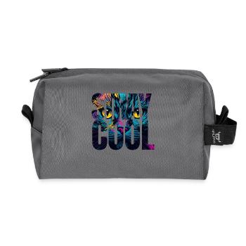 Stray Cool Trendy Cat Design - Recycled Toiletry Zip Bag - anthracite - Front