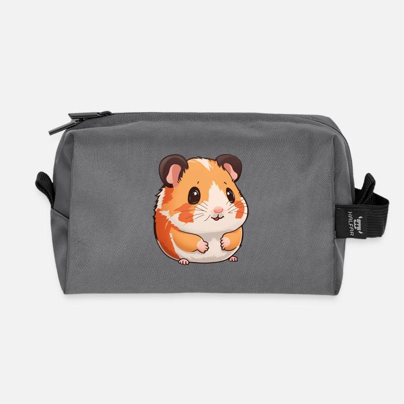 Totally cute hamster - Recycled Toiletry Zip Bag - anthracite