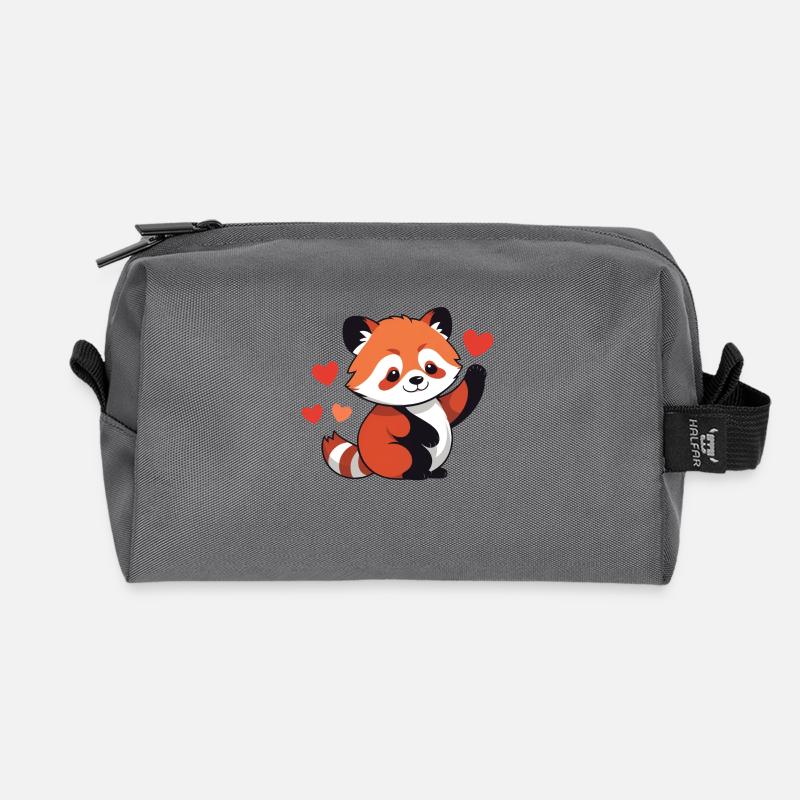 Red Panda Love - Recycelte Kulturtasche - Anthrazit