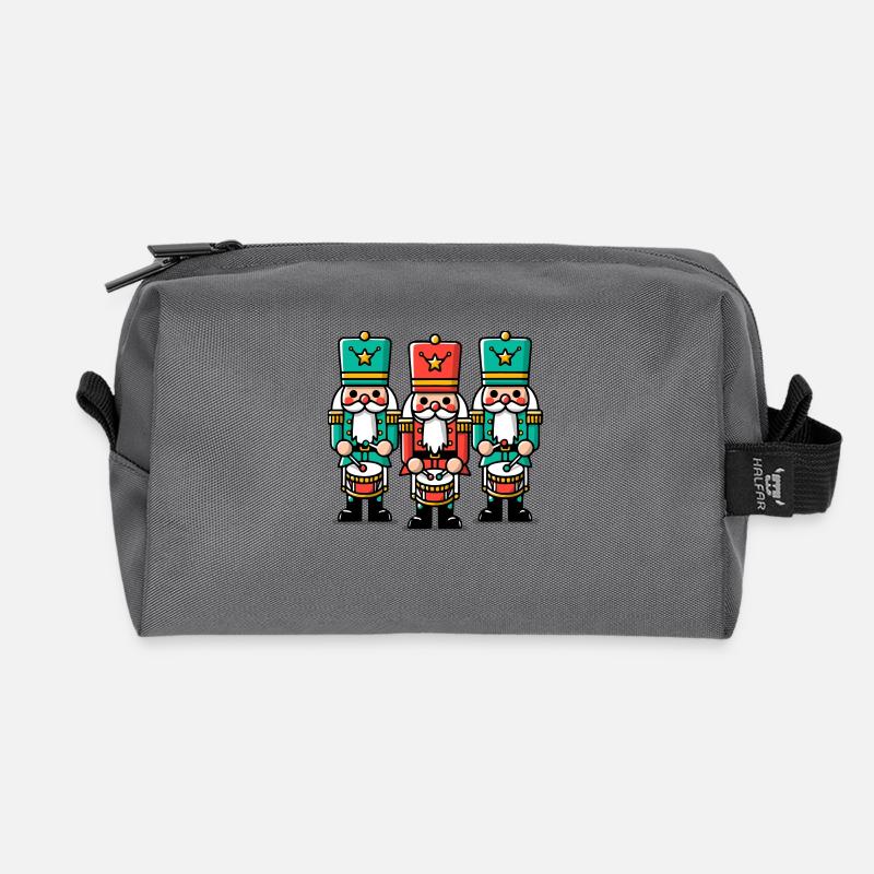 Weihnachtliche Nussknacker - Recycelte Kulturtasche - Anthrazit