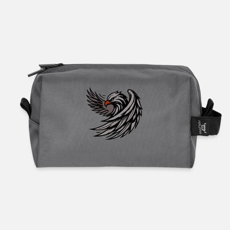 Powerful Eagle - Recycled Toiletry Zip Bag - anthracite