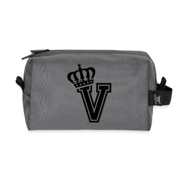 Letter V - Recycled Toiletry Zip Bag - anthracite - Front