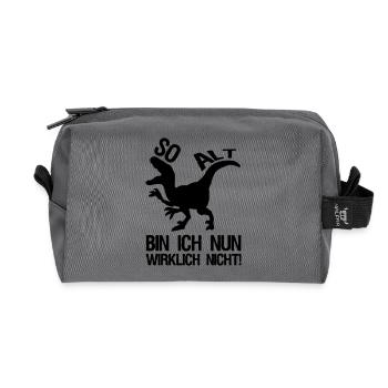 Dinosaurier Alter Geburtstag, Sprüche, Geschenk - Recycelte Kulturtasche - Anthrazit - Vorne