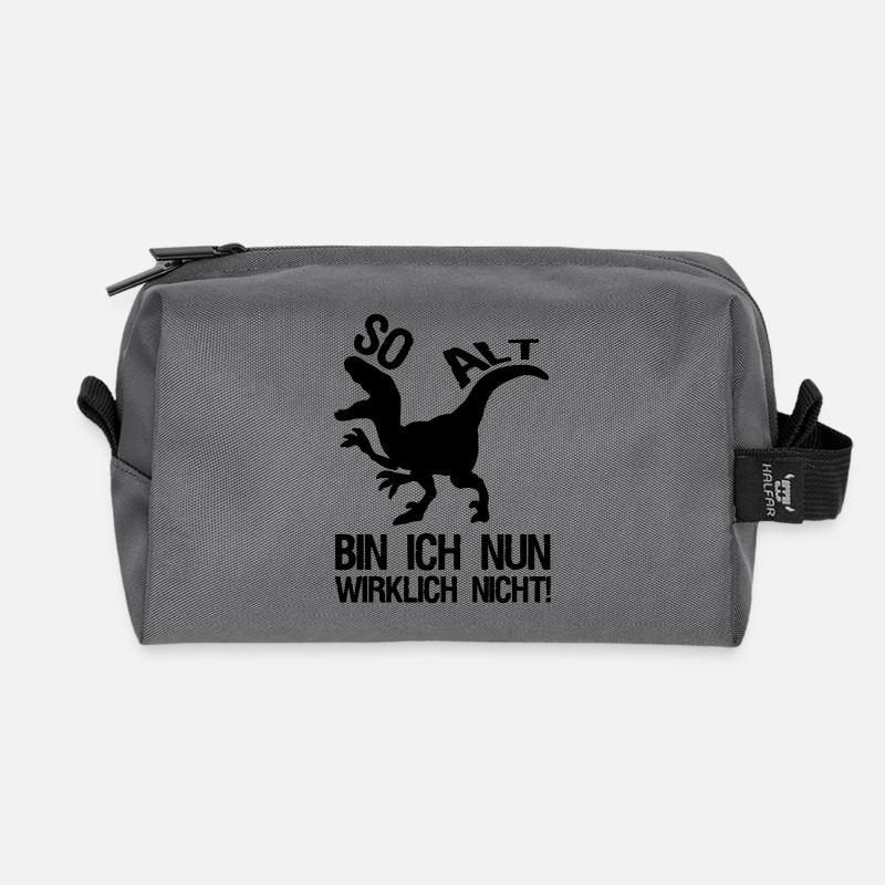 Dinosaurier Alter Geburtstag, Sprüche, Geschenk - Recycelte Kulturtasche - Anthrazit