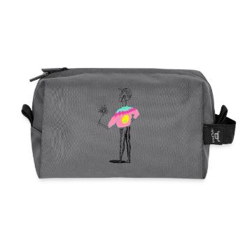 Flowers illustration Funny boy - Recycled Toiletry Zip Bag - anthracite - Front