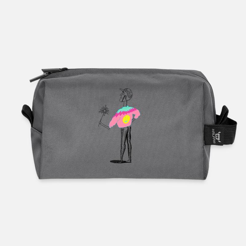 Blumen Illustration Lustig Junge - Recycelte Kulturtasche - Anthrazit