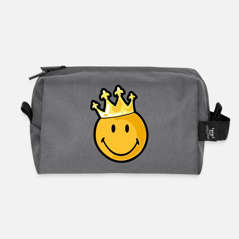 Smiley king - Recycelte Kulturtasche - Anthrazit