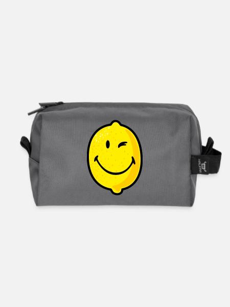 Smiley Lemon - Recycelte Kulturtasche - Anthrazit