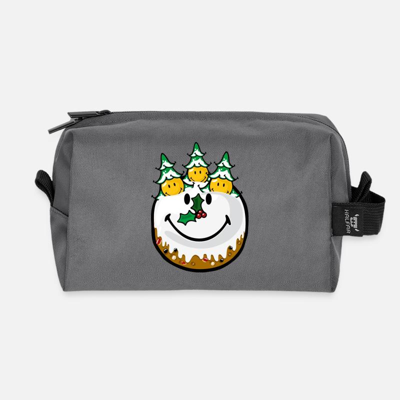 Smiley Christmas Cake - Recycelte Kulturtasche - Anthrazit