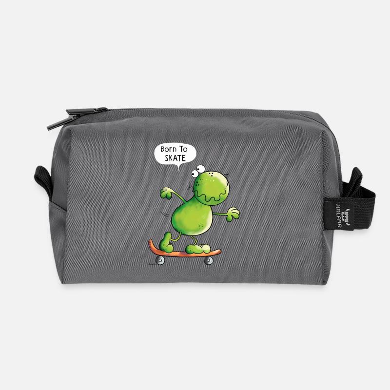Born To Skate Frosch - Recycelte Kulturtasche - Anthrazit