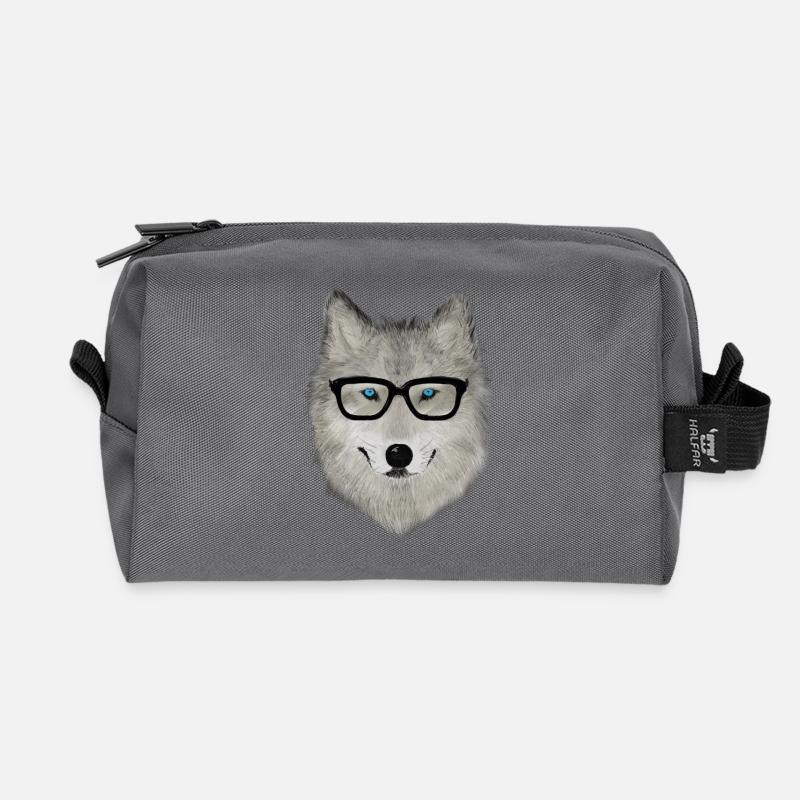 Wildtier mit Brille V02 - Recycelte Kulturtasche - Anthrazit