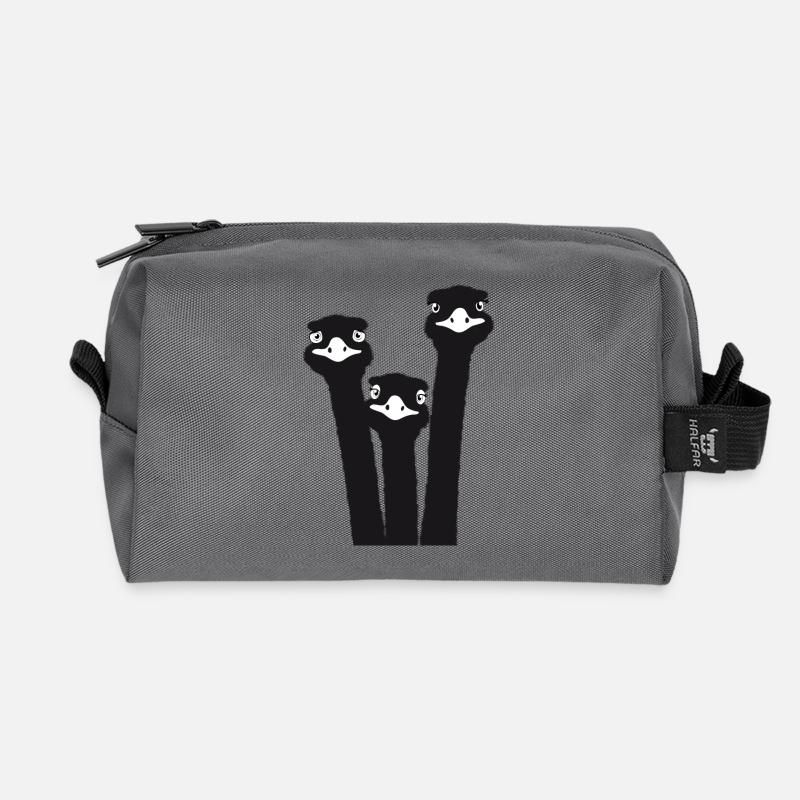 Nandu, Straußenkopf, Emu, Strauß - Recycelte Kulturtasche - Anthrazit