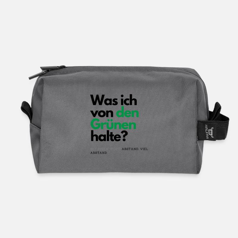 Motto - Was ich von den Grünen halte ? - Recycelte Kulturtasche - Anthrazit