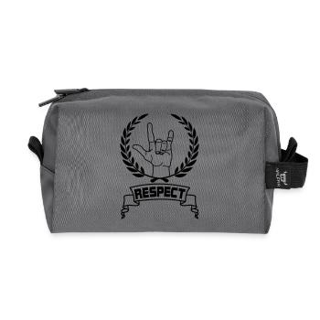 Handgeste Respekt mit Text RESPECT - Recycelte Kulturtasche - Anthrazit - Vorne
