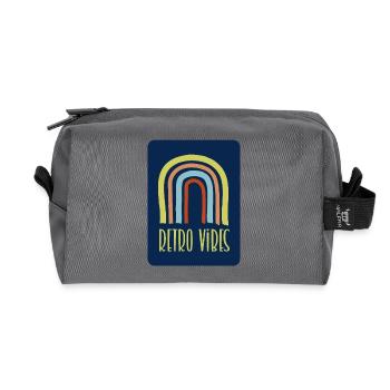 Retro Vibes - Recycled Toiletry Zip Bag - anthracite - Front