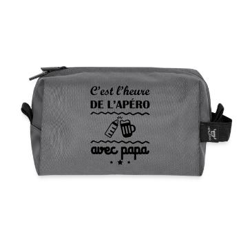 C'est l'heure, papa, cadeau de naissance - Trousse de toilette en tissu recyclé - anthracite - Devant