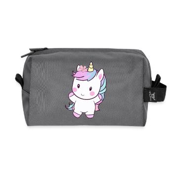 Cute Dancing Unicorn, Cheerful Fantasy Design - Recycled Toiletry Zip Bag - anthracite - Front
