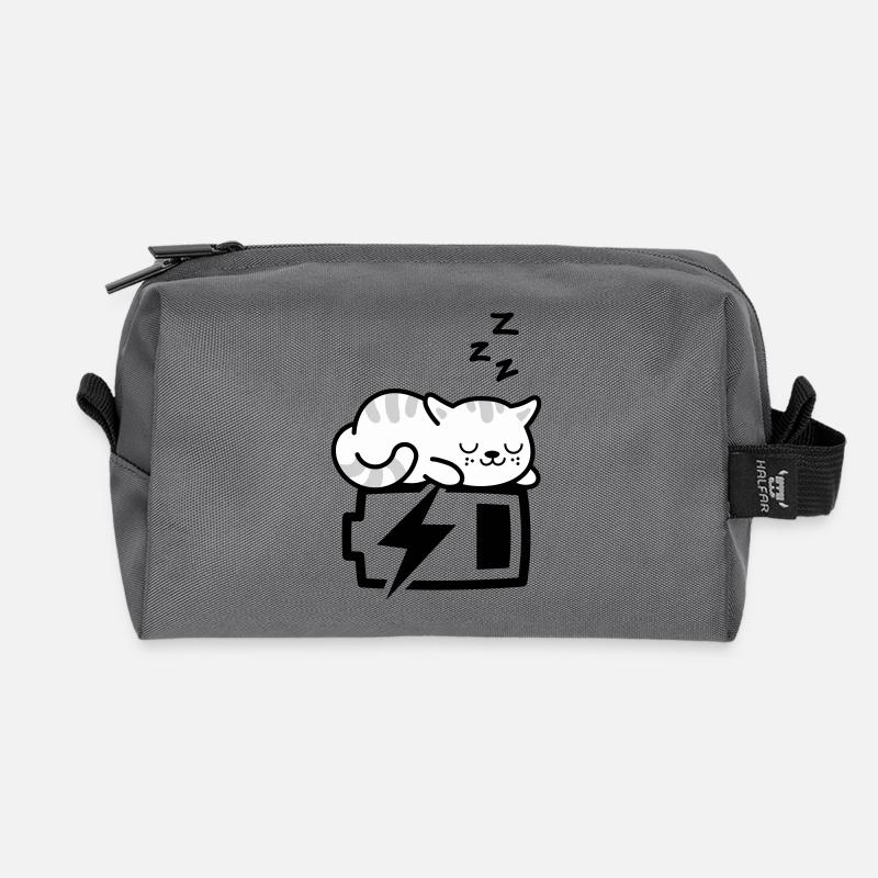 Sleepy Kitty (Color Changeable - 3 colors) - Recycled Toiletry Zip Bag - anthracite