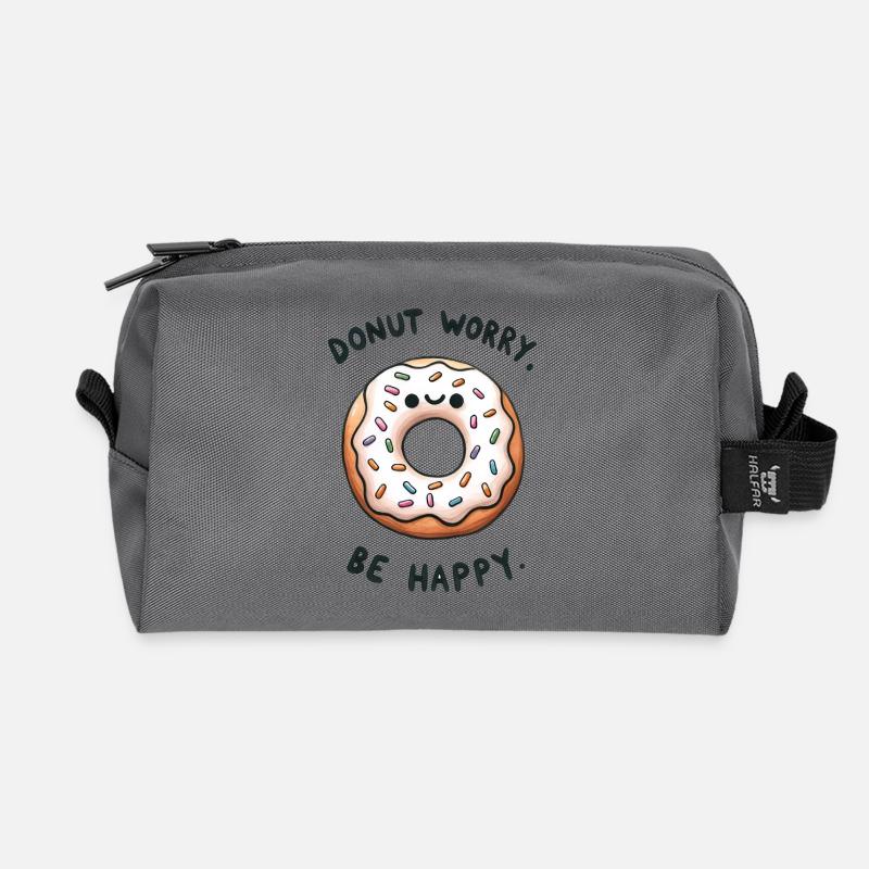 Donat Worry - be happy - Recycelte Kulturtasche - Anthrazit