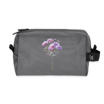 Bouquet de gâteau d’aster fleur de septembre - Trousse de toilette en tissu recyclé - anthracite - Devant