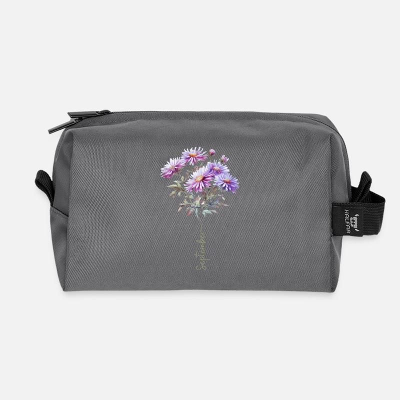 Strauß von Aster Kuchen September Blume - Recycelte Kulturtasche - Anthrazit