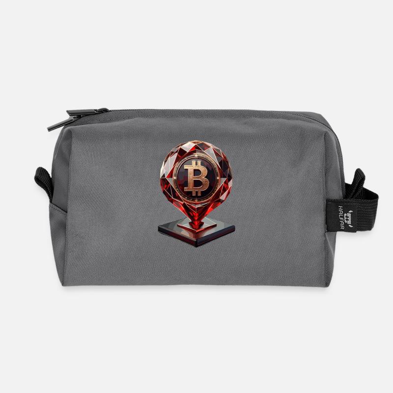 Bitcoin Crystal Design - Recycled Toiletry Zip Bag - anthracite