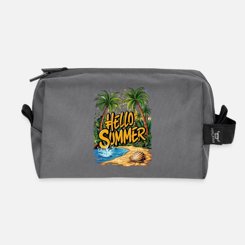 Sommerliche tropische Strandszene - Recycelte Kulturtasche - Anthrazit