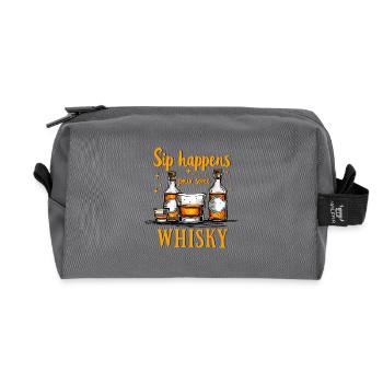 NIPPEN PASSIERT, SCHLUCKEN SIE WHISKY EIN, WHISKEY - Recycelte Kulturtasche - Anthrazit - Vorne