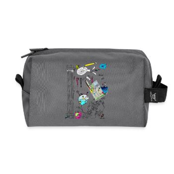 Funny little guys offbeat comic book style 2024 - Recycled Toiletry Zip Bag - anthracite - Front