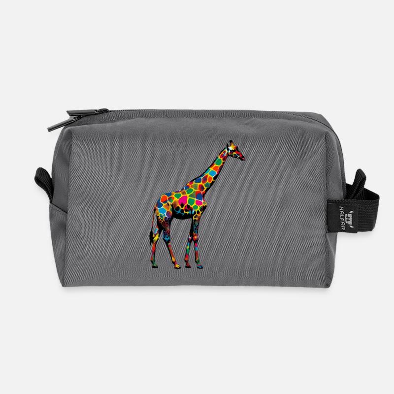 Giraffe - Recycelte Kulturtasche - Anthrazit