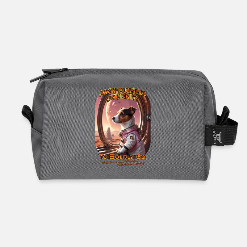 To Boldly Go where no Jack Russell has gone before - Recycled Toiletry Zip Bag - anthracite
