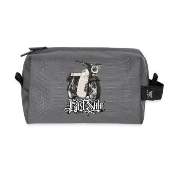 Star (beige) // Illustration - Recycled Toiletry Zip Bag - anthracite - Front