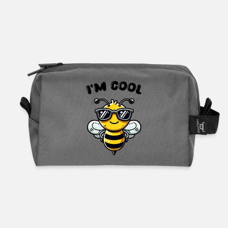 biene comic sonnenbrille - Recycelte Kulturtasche - Anthrazit
