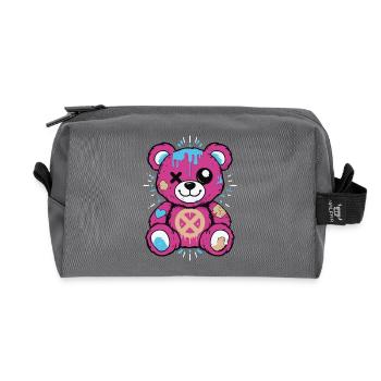 Cute Rebel Teddy - Colorful Streetwear Design - Recycled Toiletry Zip Bag - anthracite - Front