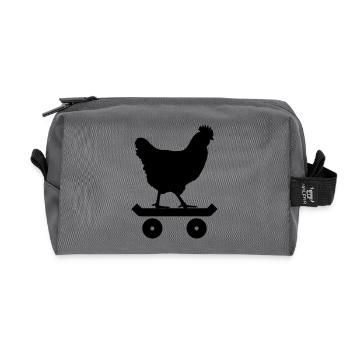 Skateboarding Chicken Cool Animal Graphic - Recycled Toiletry Zip Bag - anthracite - Front