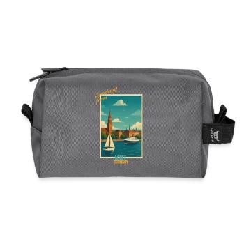 Kiel Vintage Travel Illustration - Germany - Recycled Toiletry Zip Bag - anthracite - Front
