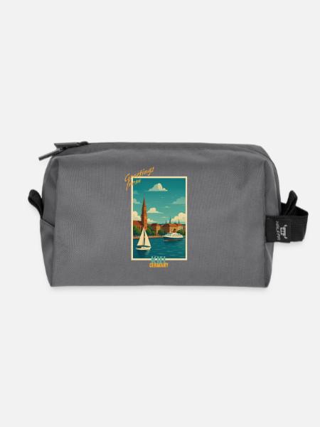 Kiel Vintage Reise Illustration - Deutschland - Recycelte Kulturtasche - Anthrazit