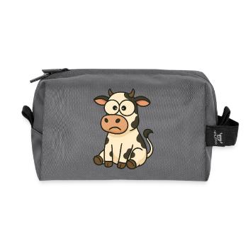 Cute Confused Cow Cartoon Funny Clumsy - Recycled Toiletry Zip Bag - anthracite - Front