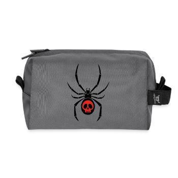 Veuve noire et crâne rouge - Trousse de toilette en tissu recyclé - anthracite - Devant