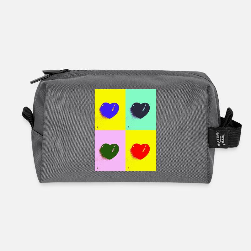 Pop-Art-Herz - Recycelte Kulturtasche - Anthrazit