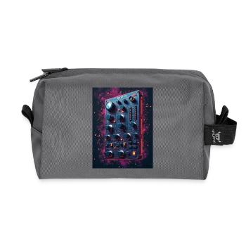 Futuristic synthesizer in space design - Recycled Toiletry Zip Bag - anthracite - Front