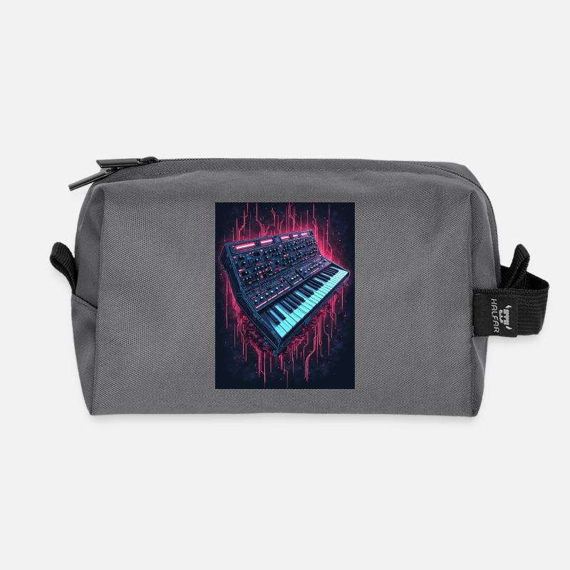 Neon Synthesizer Musikdesign - Recycelte Kulturtasche - Anthrazit