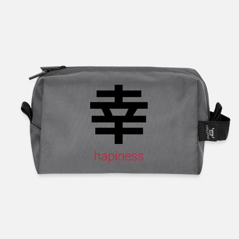 幸 – Japanisches Glück - Recycelte Kulturtasche - Anthrazit