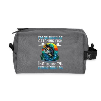 Catching Fish Stories Tee - Recycled Toiletry Zip Bag - anthracite - Front