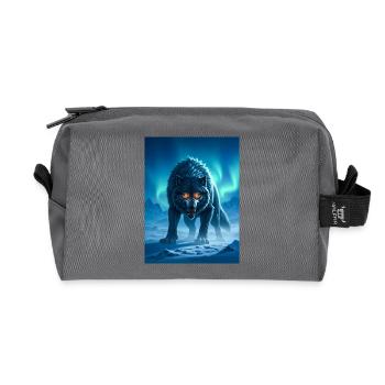 Fenrir, riesiger nordischer Wolf unter Nordlichtern - Recycelte Kulturtasche - Anthrazit - Vorne