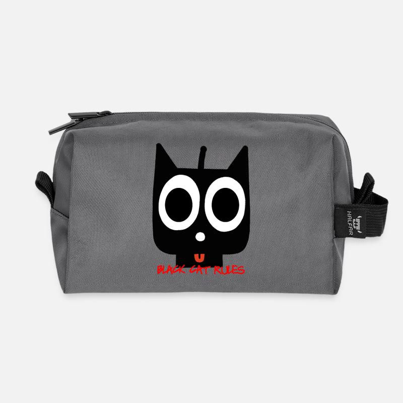 schwarze Katze - Recycelte Kulturtasche - Anthrazit