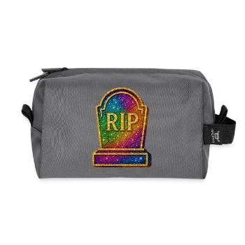 Galaktische RIP Grabstein Glitter - Recycelte Kulturtasche - Anthrazit - Vorne